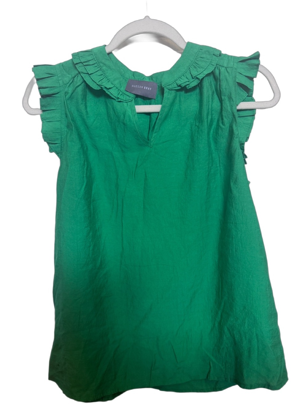 Hudson Gray Green Ruffle Collar Sleeveless Dress